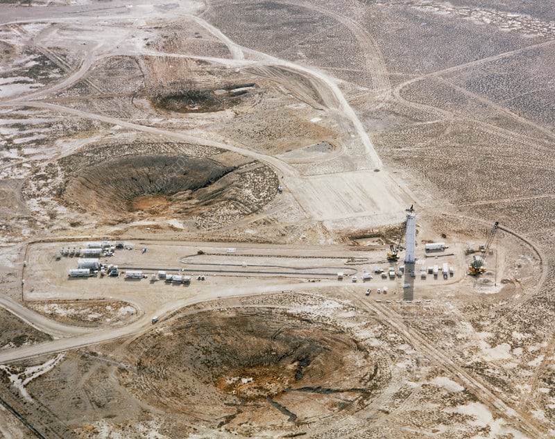 Aerial view of the Nevada atomic bomb test site
