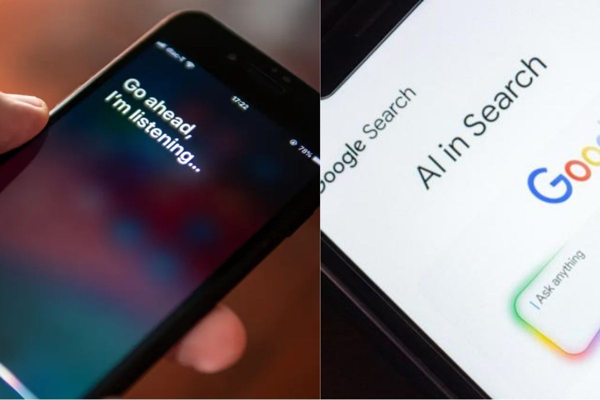 Smartphone showing Siri and Google Assistant icons, symbolizing privacy lawsuit over voice recordings