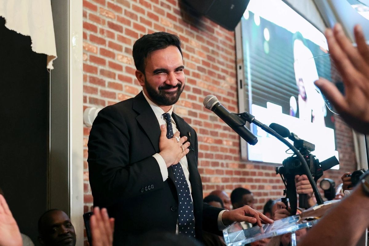 Zohran Mamdani speaks to supporters after being elected New York City mayor