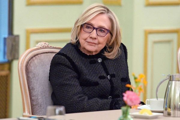 Hillary Clinton during public appearance as Lauren Boebert calls for Epstein-related deposition