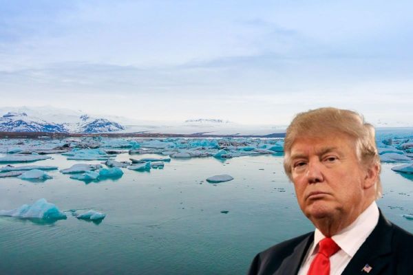 Donald Trump over Greenland as he says the U.S. must own the Arctic island to block Russia and China.
