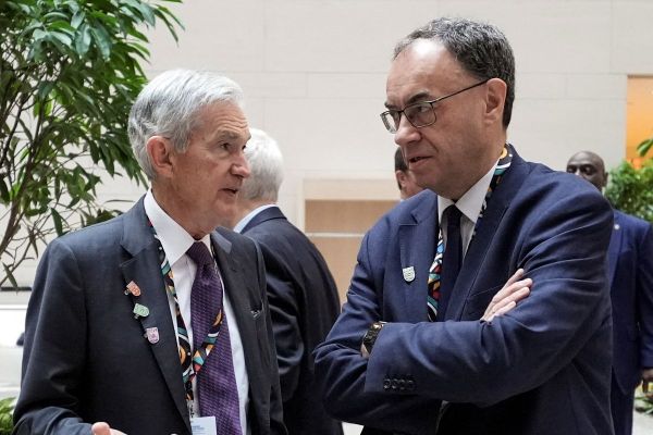 US Fed Chair Jerome Powell speaks with a global central bank chief.
