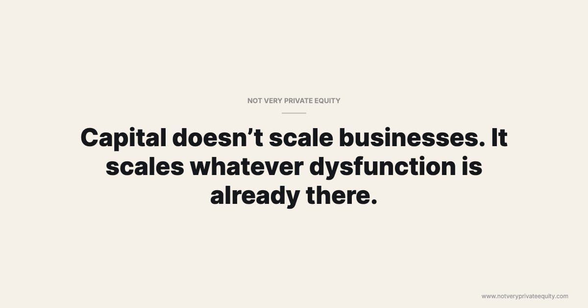 Capital doesn’t scale businesses. It scales whatever dysfunction is already there.