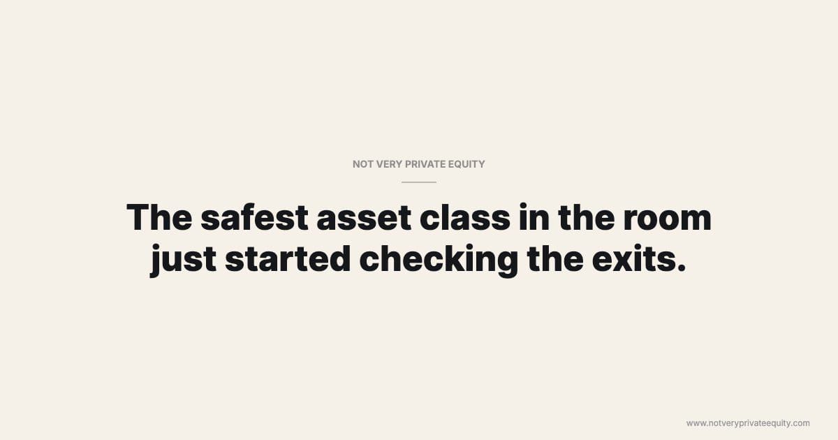 The safest asset class in the room just started checking the exits.