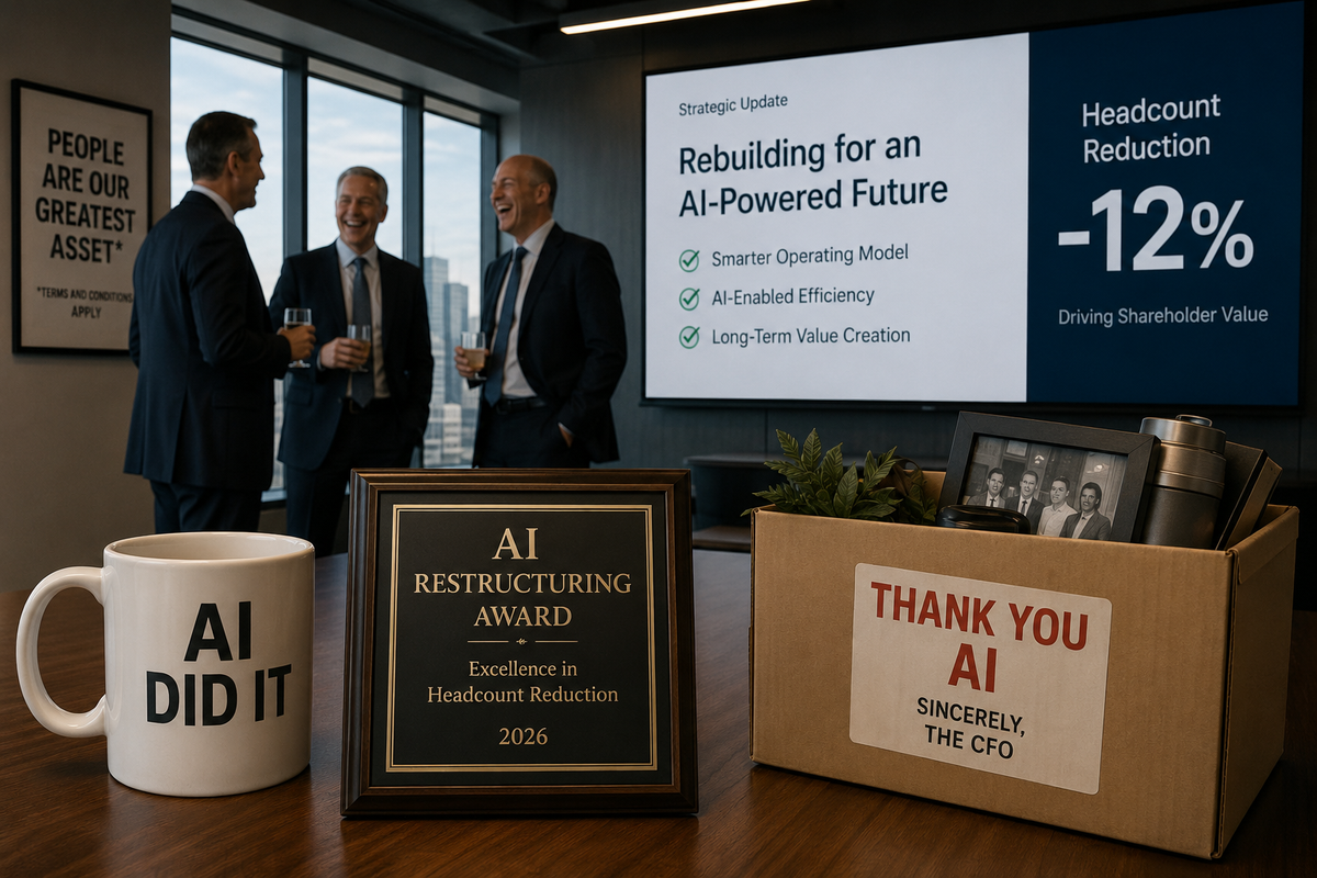 The polite name for cost cutting in 2026 is “AI restructuring.”