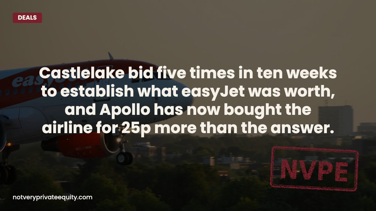 Castlelake bid five times in ten weeks to establish what easyJet was worth, and Apollo has now bought the...