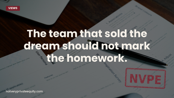 The team that sold the dream should not mark the homework.