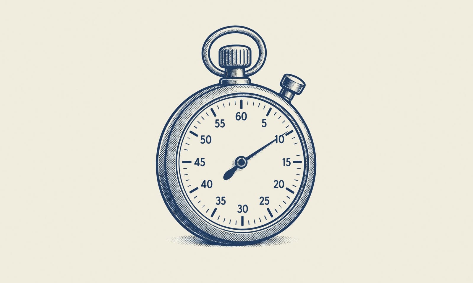 Pen-and-ink illustration of a vintage pocket watch on ivory paper