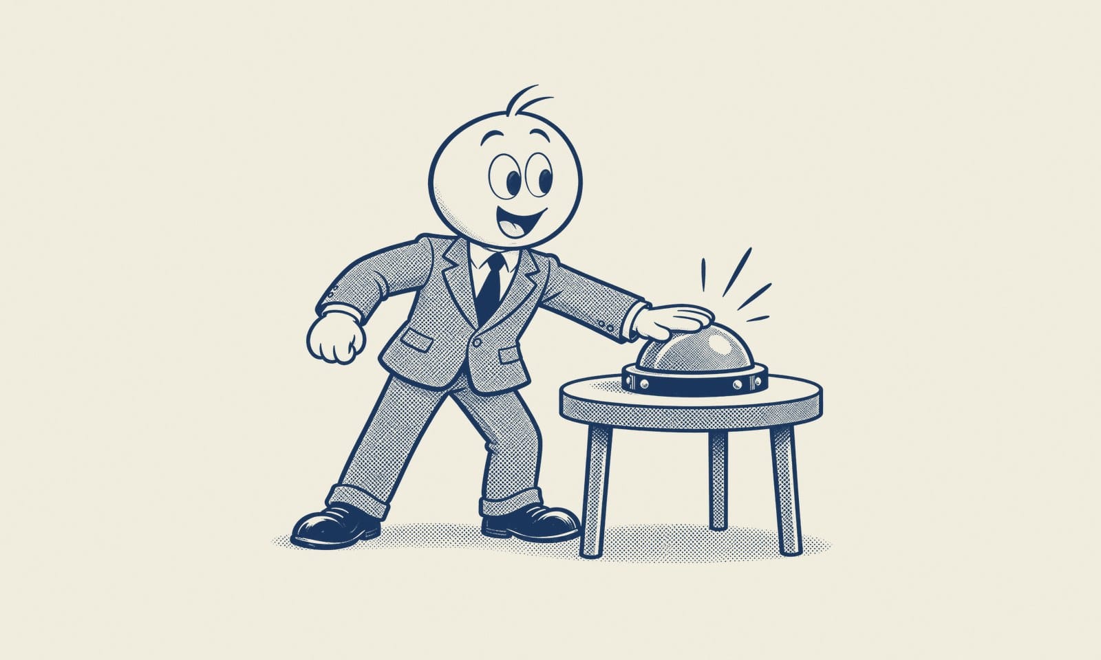 Pen-and-ink illustration of Eddie slapping a game-show buzzer