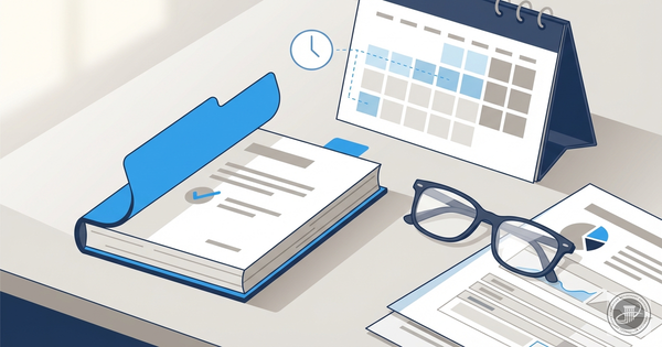 An organized desk illustration with a Medicare handbook, calendar, and glasses, highlighting the importance of planning enrol