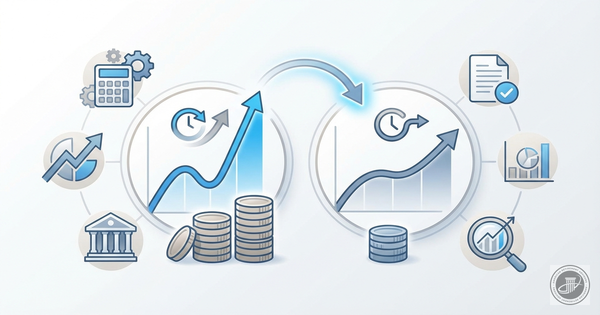 Infographic illustration showing two line graphs, one with a steep peak and one with a flatter curve, representing short-term