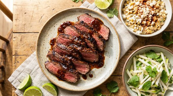 Coconut-Tequila Tri-Tip with Smoky Esquites & Jicama Slaw