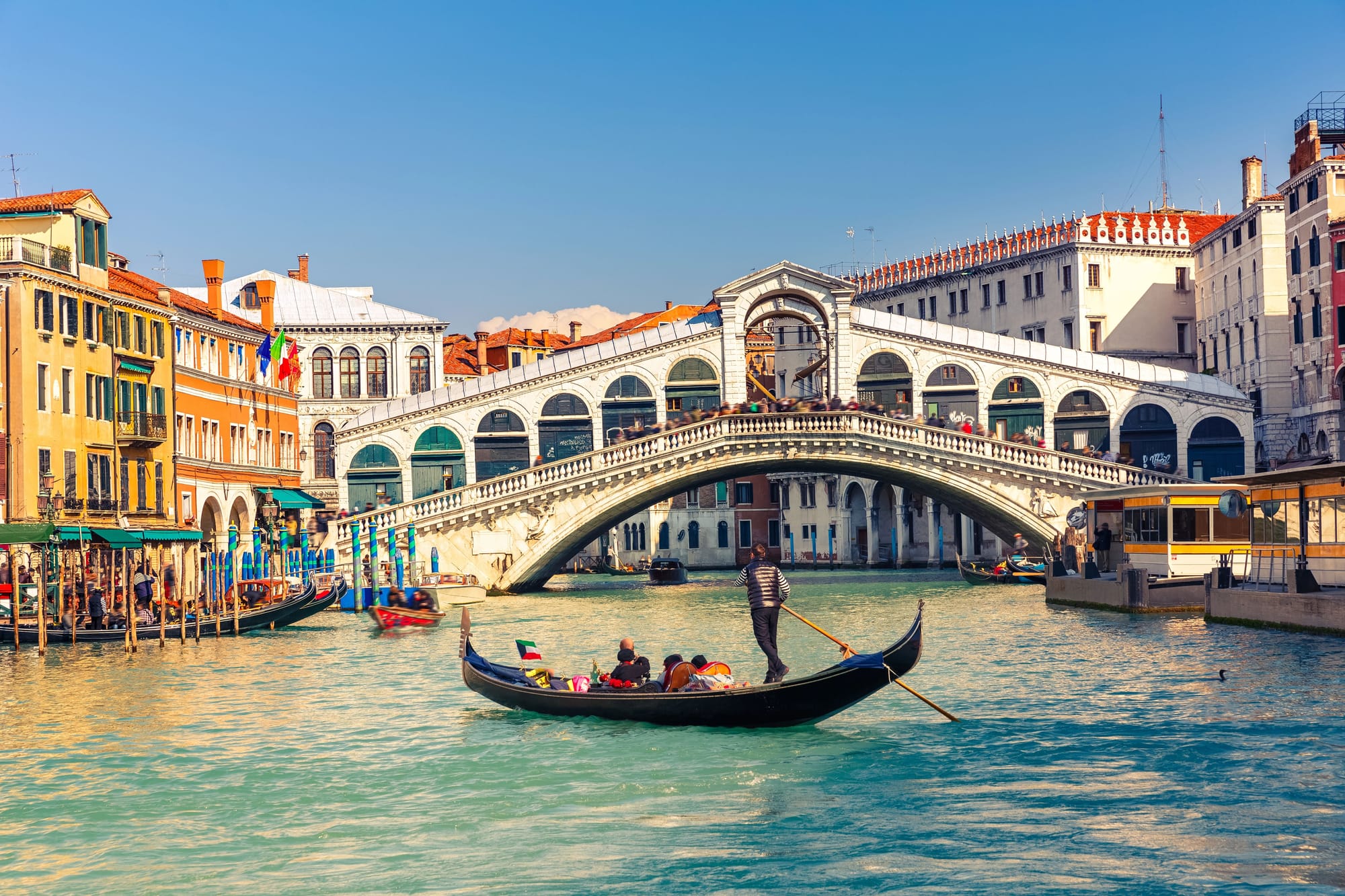 Gondola Ride Near The Rialto Bridge