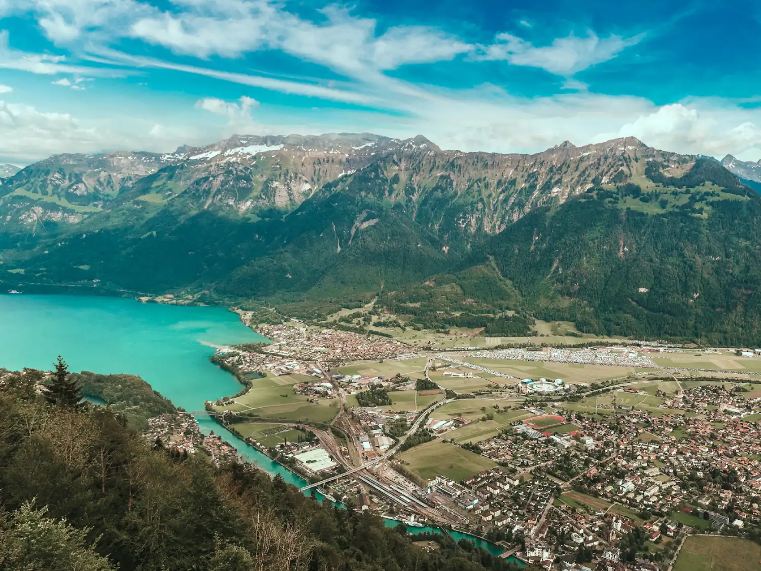 Panoramic view over Interlaken in Switzerland.