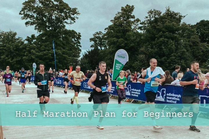 Runners just before finish line at Edinburgh marathon festival.
