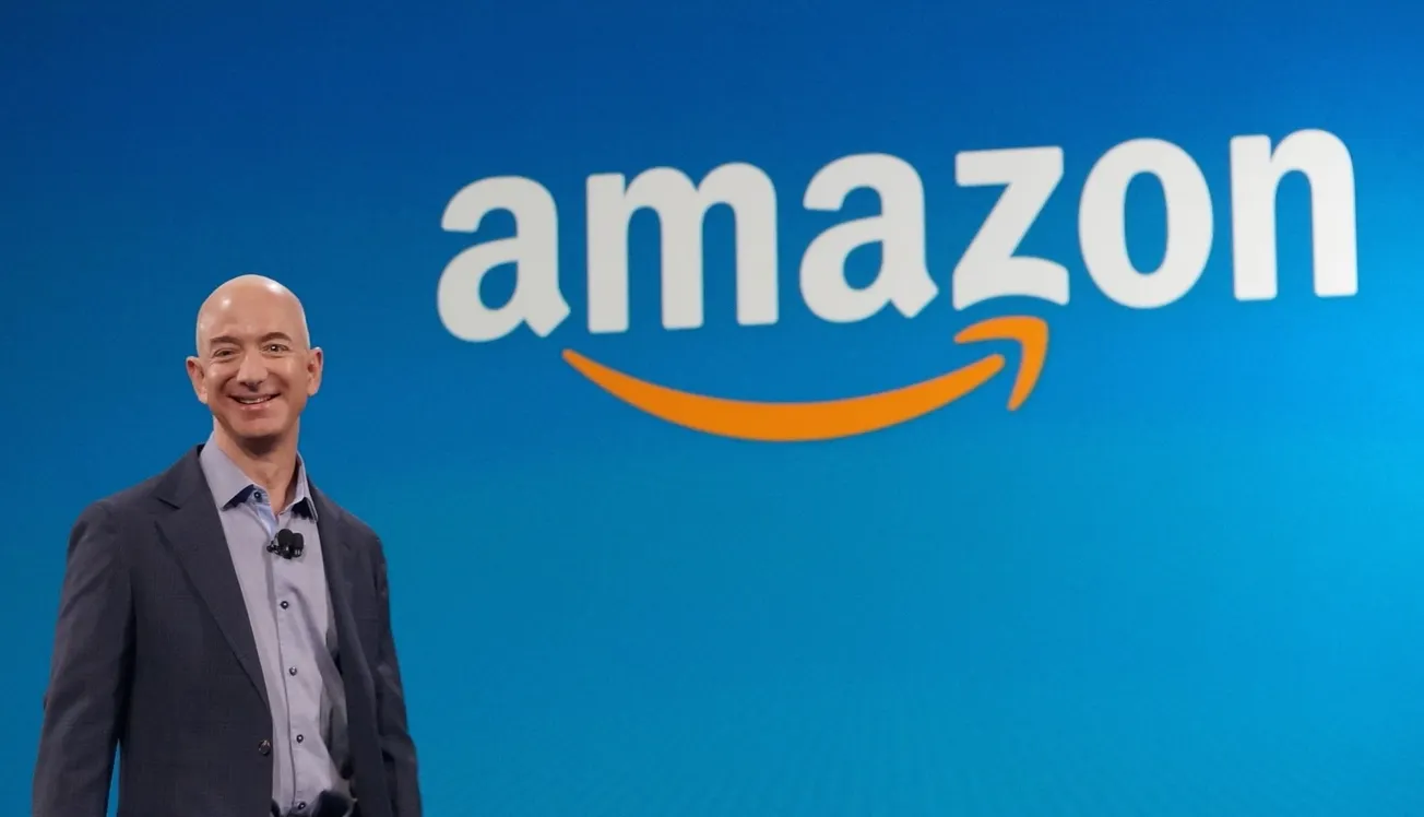 Amazon logo with jeff bezos
