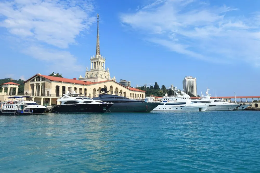 Russian Oligarchy yachts at the port of Sochi