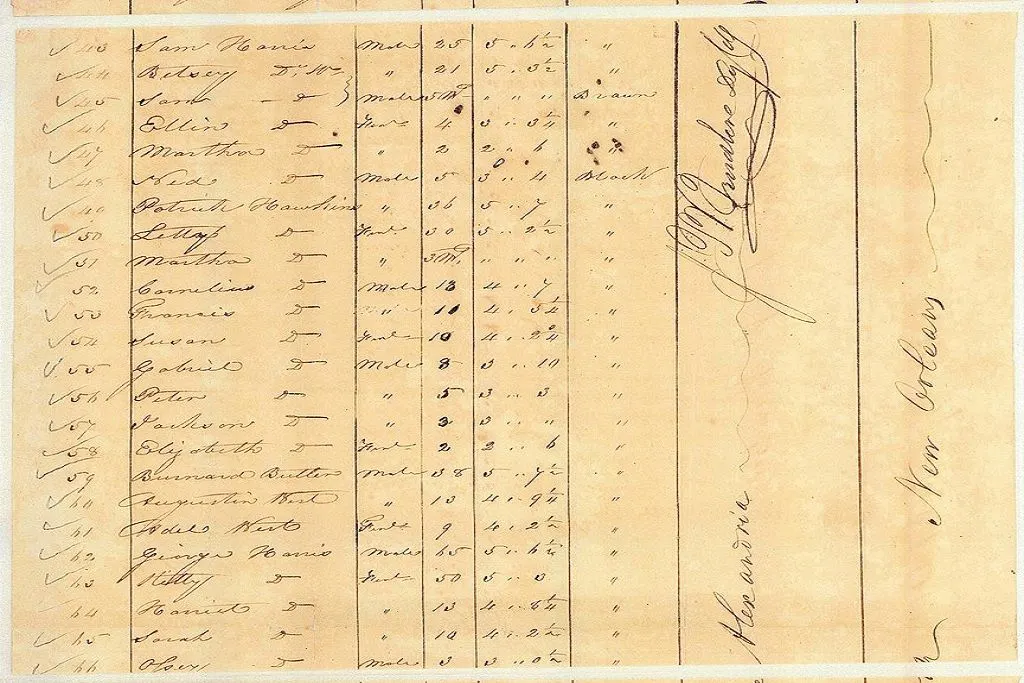 Slave Manifest of the Katherine Jackson