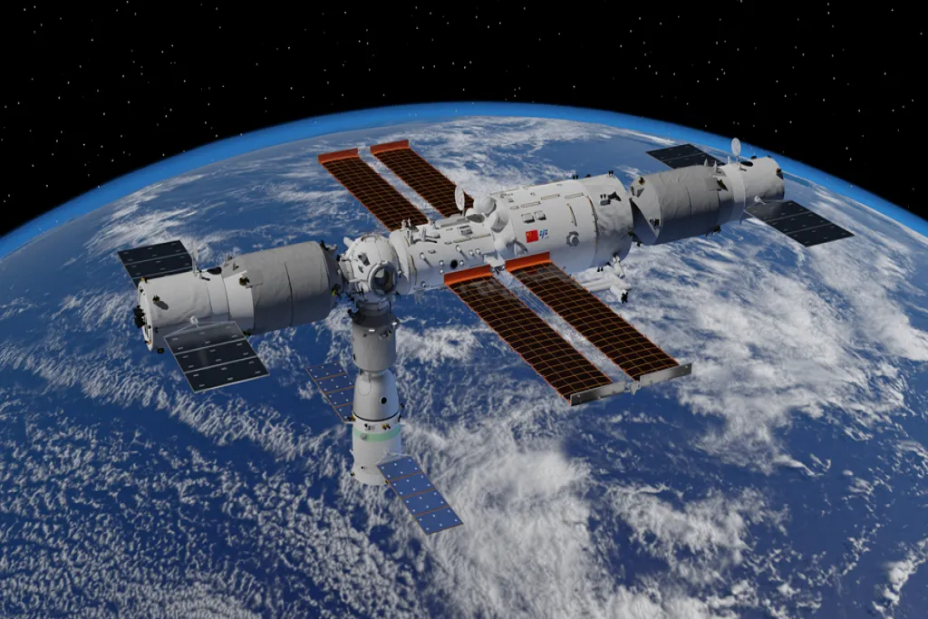 A rendering of China's Tiangong Space Station by Shujianyang