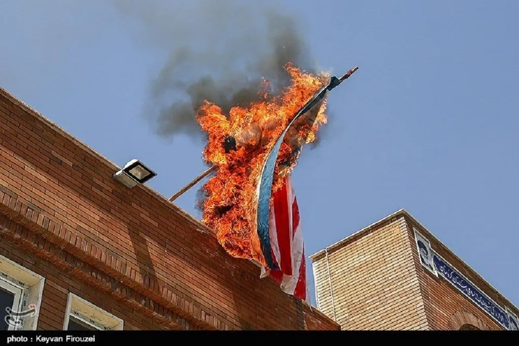 American flag burnig