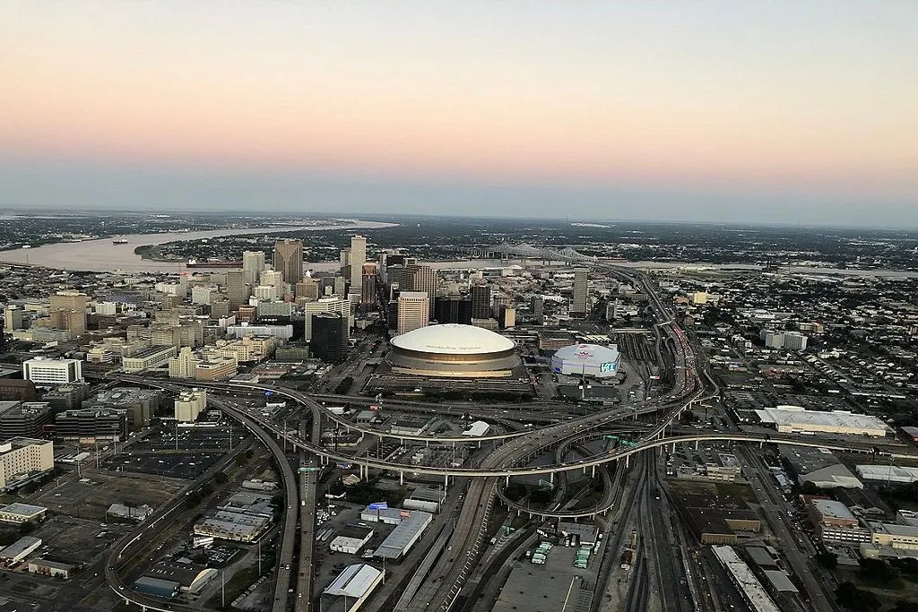 New Orleans pictured from airplane