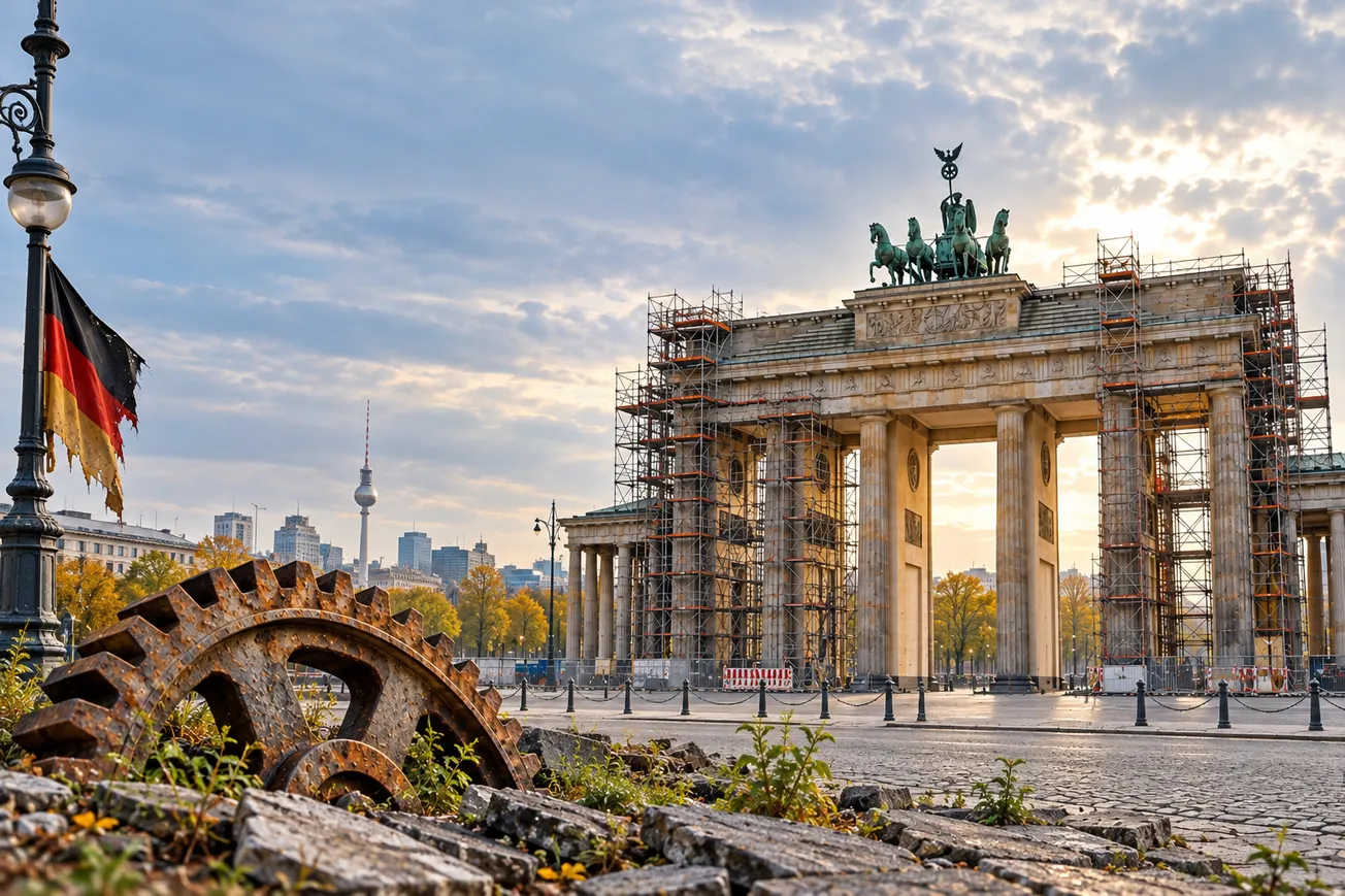 Germany’s postwar success story, under repair. (Illustration)