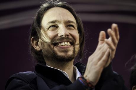 Podemos rallies on January 31, 2015, for political change in Spain.