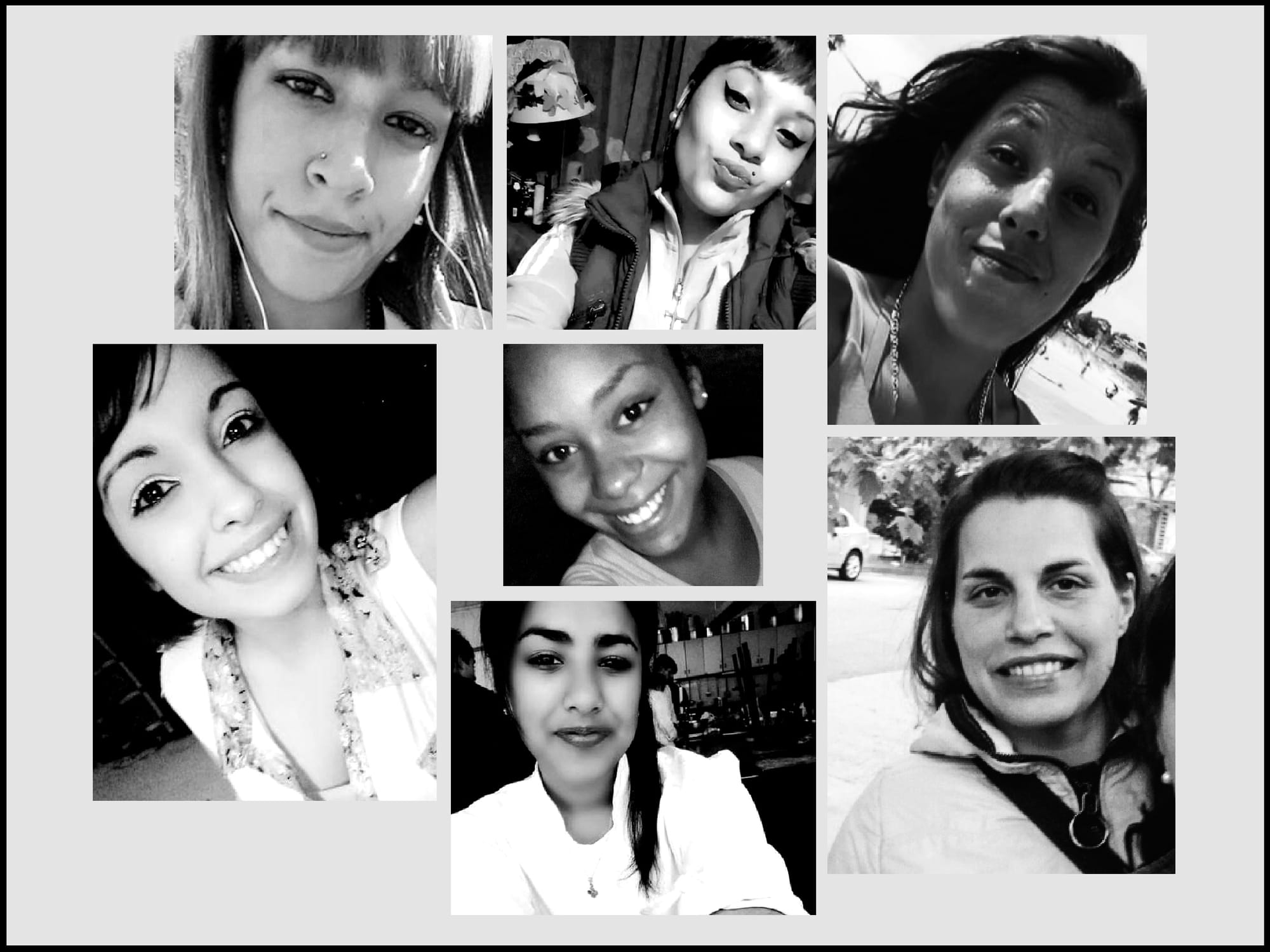 A collage of pictures of Daniela Bera, Tatiana Pintos, Gina Rodríguez, Florencia Barrales, Micaela Ramírez, Yamila Estévez and Jennifer Gómez