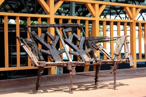 “At last, putting weapons to good use” - a work by Cristóvão Canhavato (Kester) taken at the French Cultural Centre in Maputo, Mozambique. Photograph - Roger Tatoud