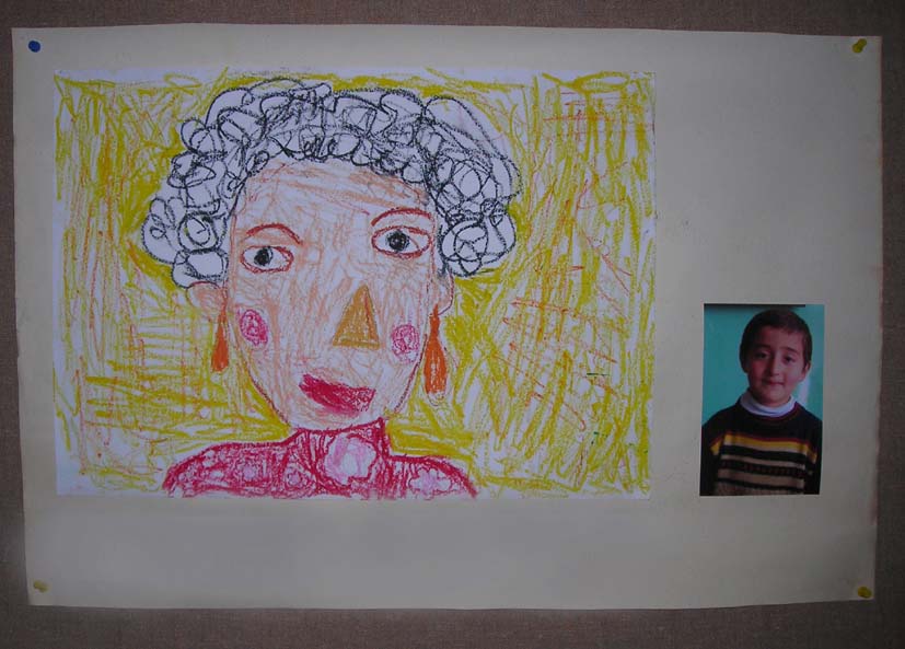 Boy paints his mother