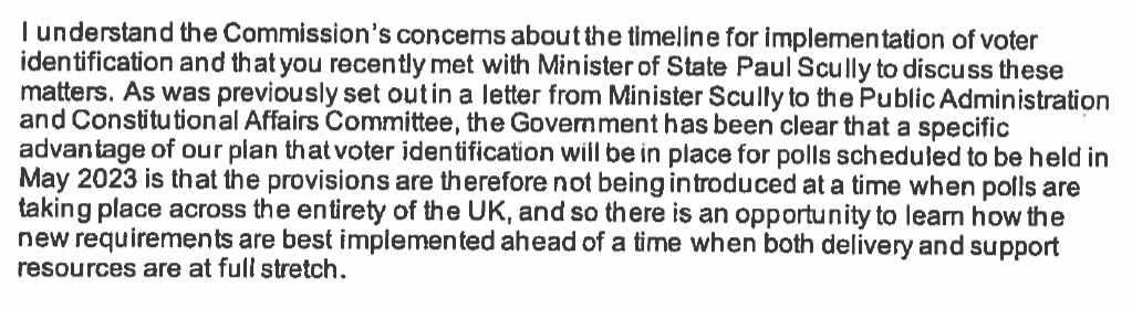 A paragraph from Greg Clark's letter to John Pullinger