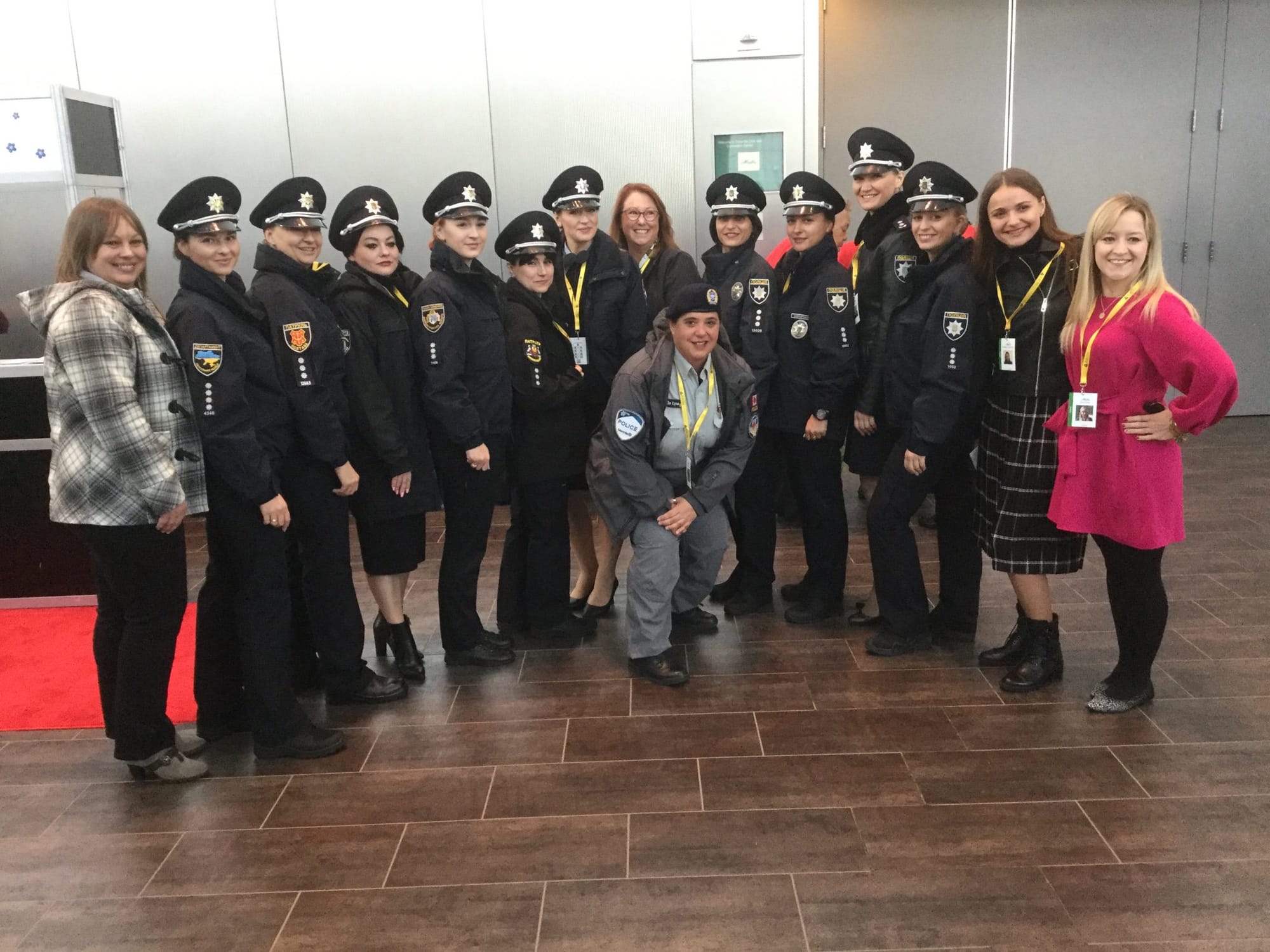 Sylvia Desousa and Ukrainian police officers