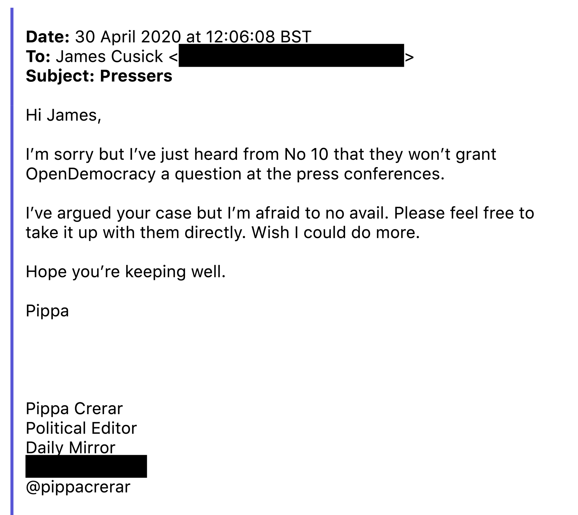 James Cusick Pippa Crerar