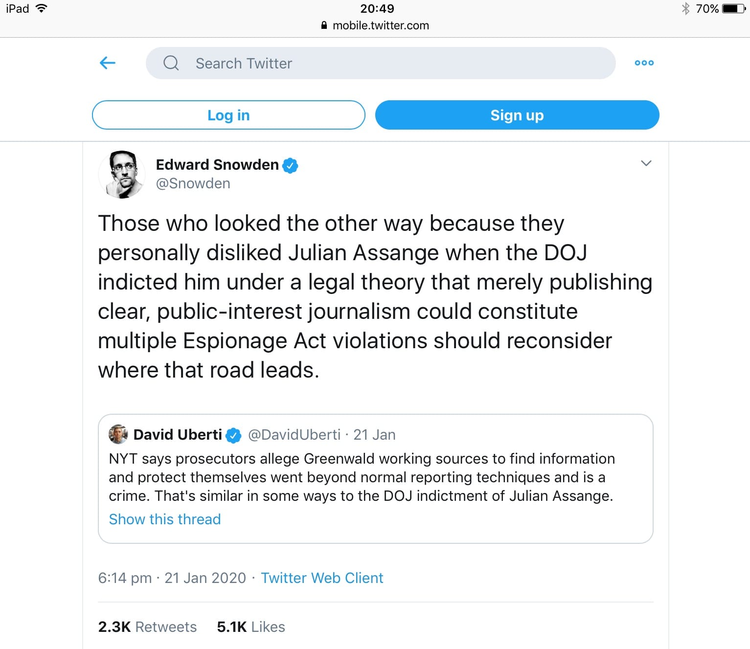 Snowden tweet