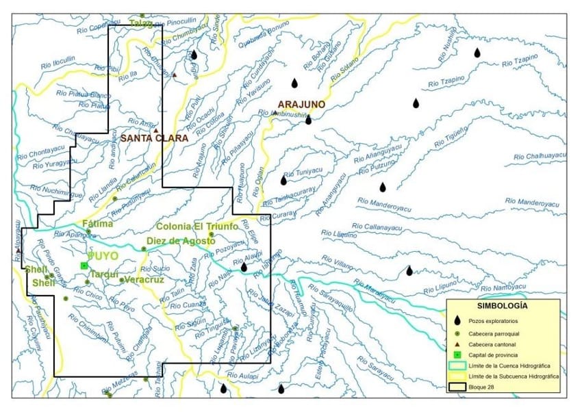 Mapa do Bloco 28 em Pastaza