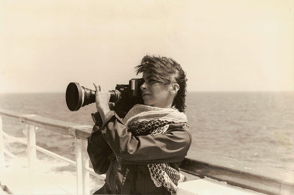 Jocelyne Saab during the filming of 