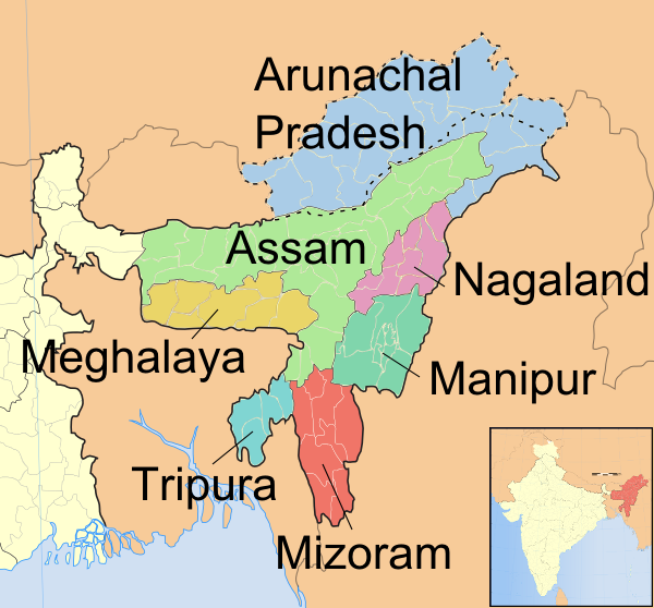 India's northeast (from wikipedia)