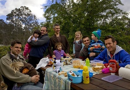 Stay home fathers having a BBQ