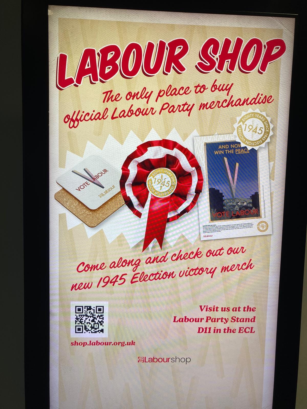 The Labour shop has a range of 1945 nostalgia merchandise