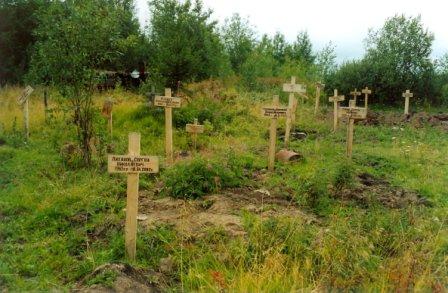 Crosses at the camp's cemetery