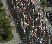 A crowd gather at a (peaceful) rally