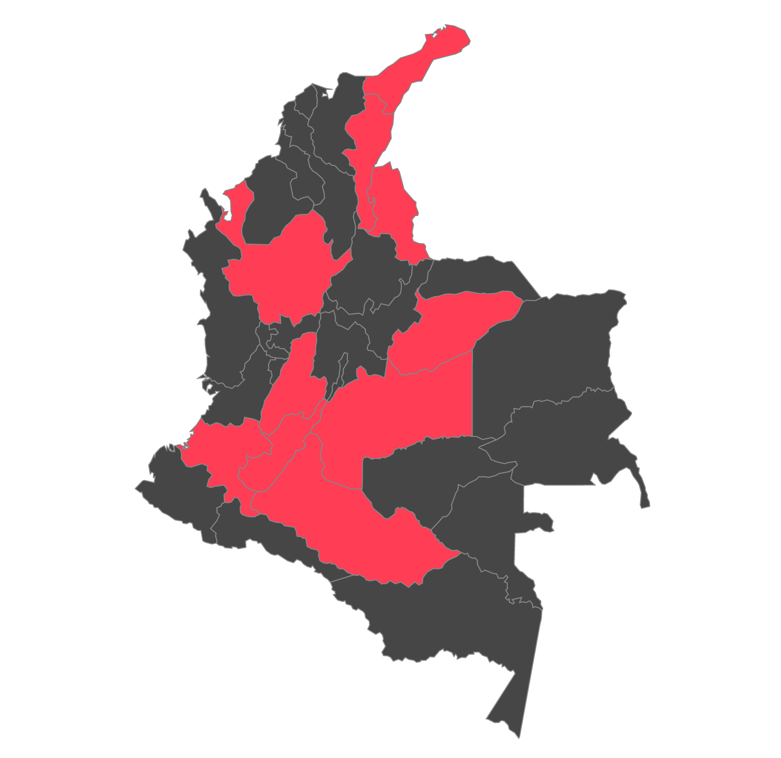 Os 10 departamentos com o maior número de vítimas de 