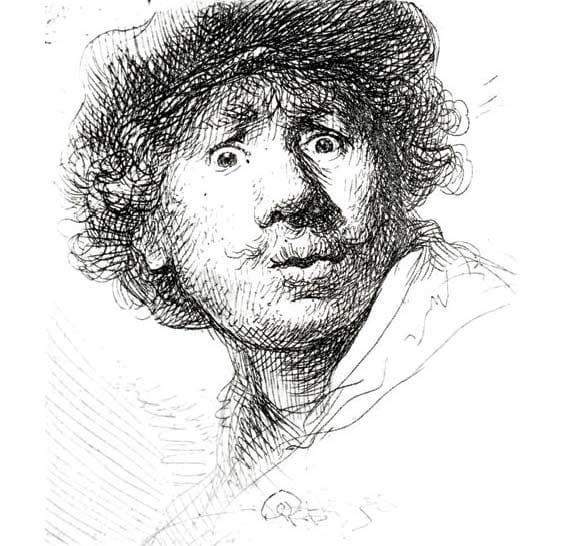 <i>Self-Portrait with Wide-Open Eyes</i>, Rembrandt, 1630