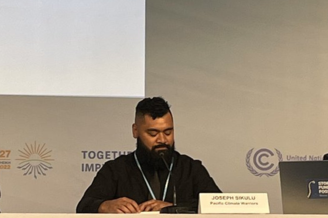 Pacific Climate Warrior Joseph Sikulu at COP27 in Sharm el-Sheikh