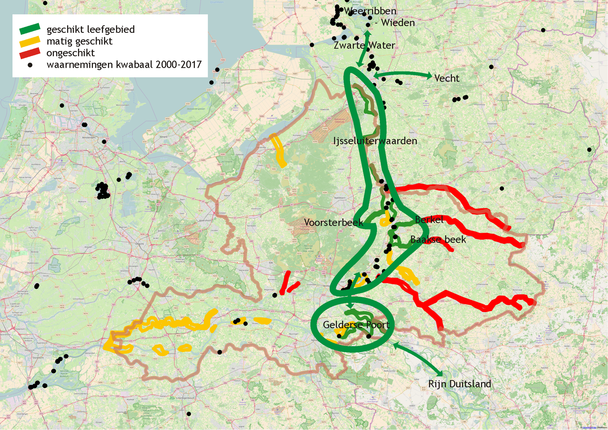 Afbeelding 8 potenties en samenhang leefgebieden kwabaal Gelderland