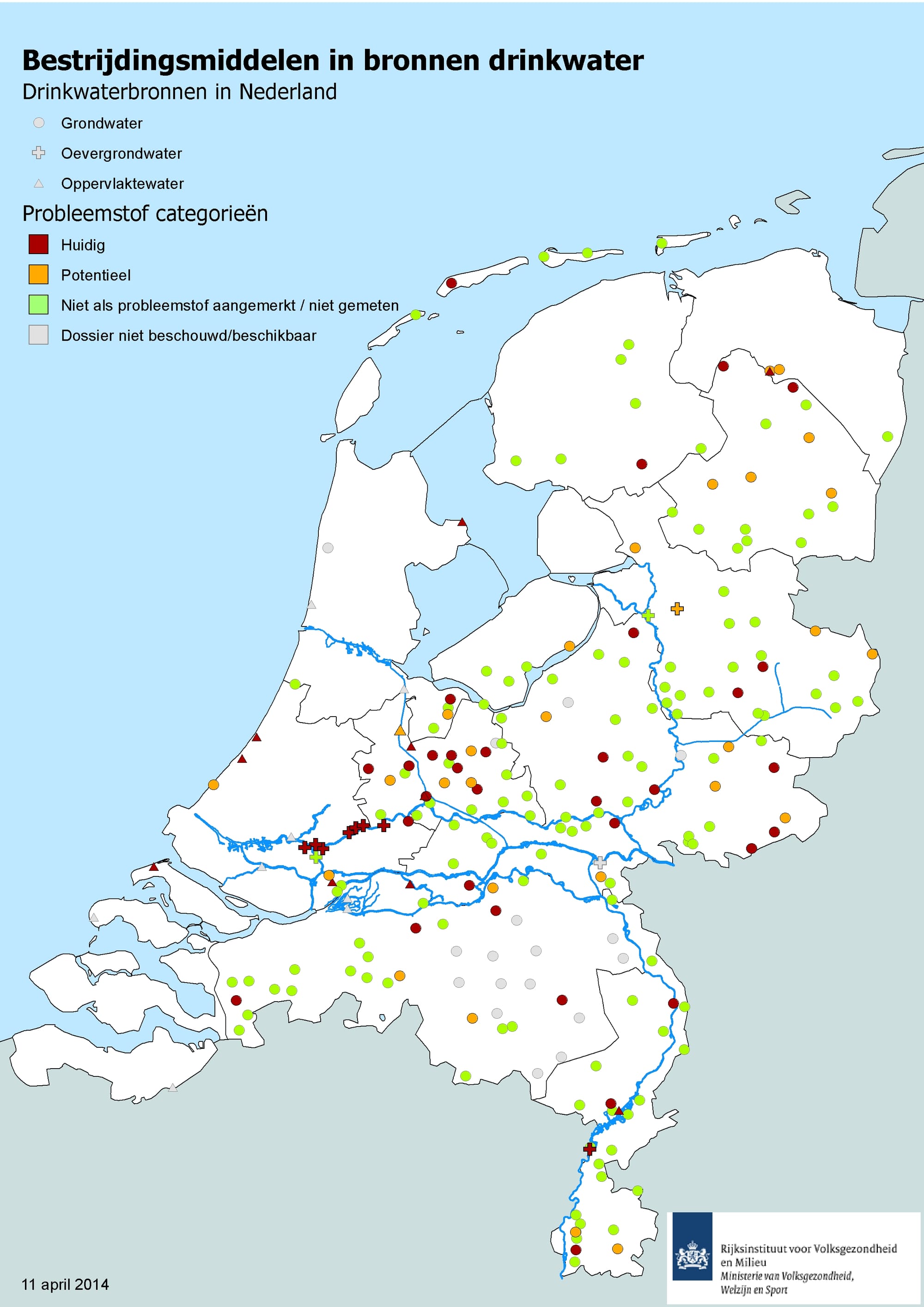 Fig 1 Kaartjes Waterkwaliteit ronde 2 Bestrijdingsmiddelen