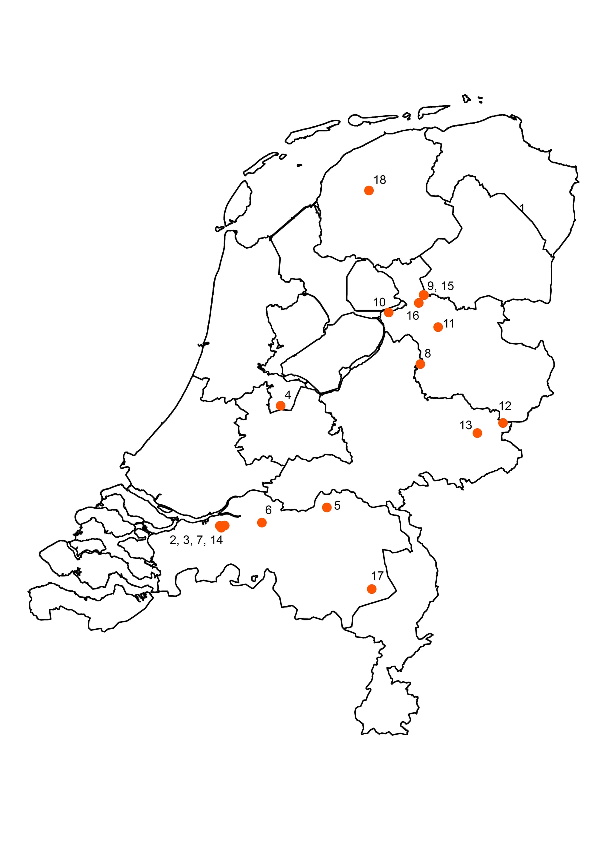 Figuur 1 Overzicht locaties