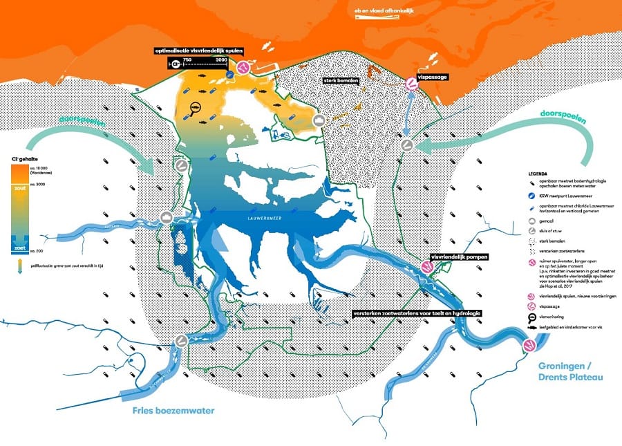 Kaart maatregelen Lauwersmeer op korte termijn