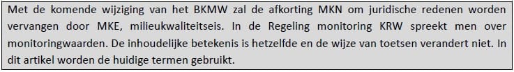 Kader normen waterkwaliteit Vos