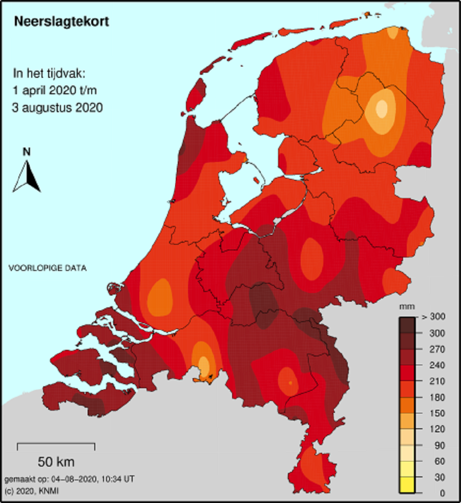 Neerslagtekort op Kaart 4 augustus